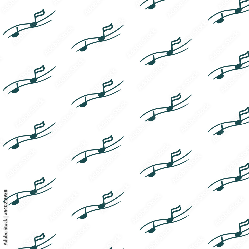 Doodle music note pattern. Hand drawn cute vector background in sketch style. Best seamless texture for design
