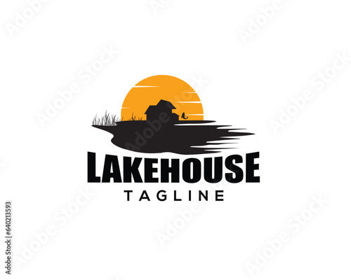 Awesome lake house logo design for cottage, wood house, and house rent