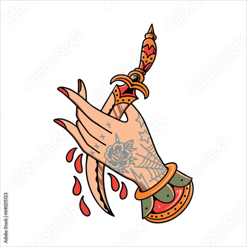 bleeding hand tattoo vector design