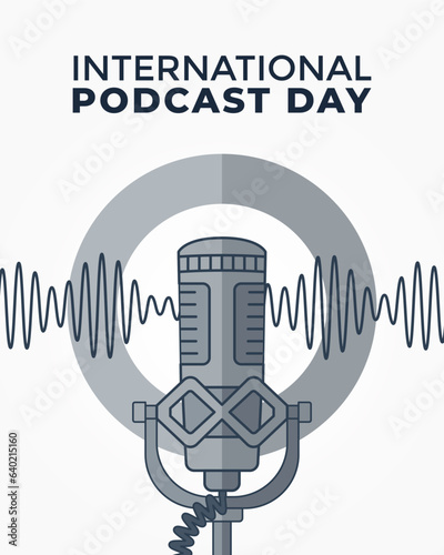 International Podcast Day Vector Illustration Celebrate on September 30th with Microphone Icon for Social Media Posts and Greeting Cards