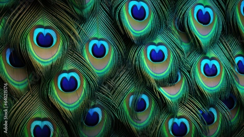 Peacock feathers background created with Generative AI © mg photo