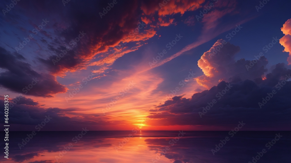 Beatiful sunset with dark clouds