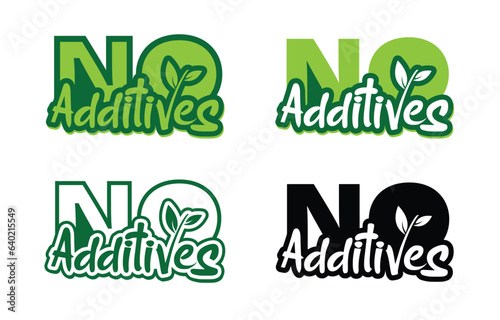 No additives logo for healthy food products sticker label, icon, symbol, badge, natural, food packaging, healthy products composition, flat vector, isolated new illustration design.