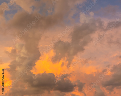 beautiful sky and golden sunset