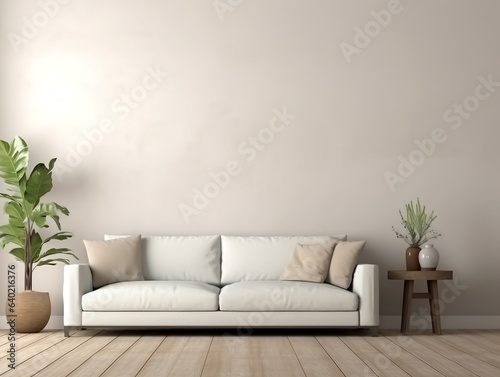 Living room wall mockup modern interior design generative ai