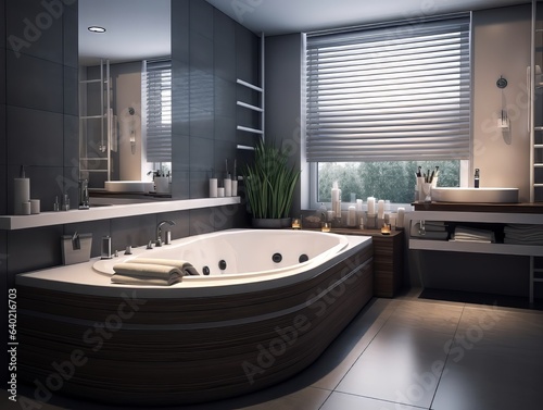 Contemporary bathroom with copyspace generative ai