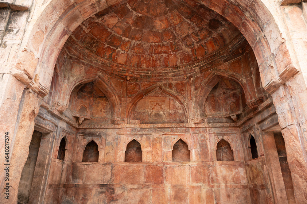 Gumbaj or dome of Nilkanth Mahadev Mandir, located in Mandu, Madhya Pradesh, India
