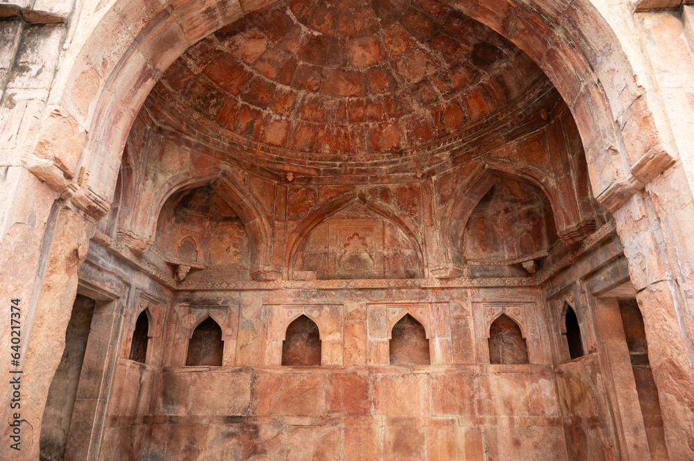 Naklejka premium Gumbaj or dome of Nilkanth Mahadev Mandir, located in Mandu, Madhya Pradesh, India