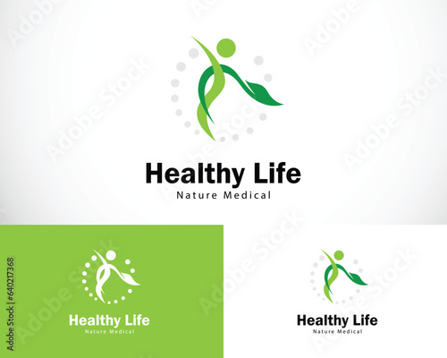 health life logo creative people nature yoga design concept herbal