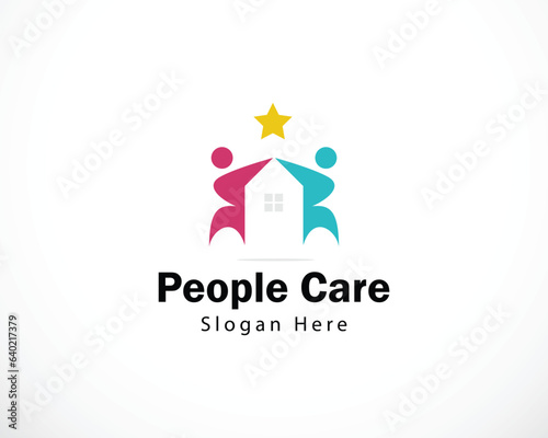 home people care logo creative success design concept abstract