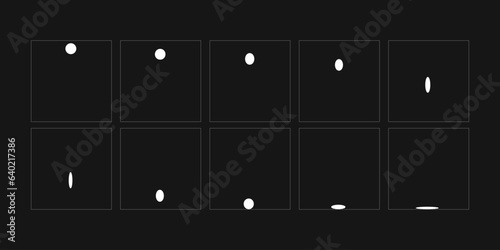 bouncing ball animation. 2d cartoon ball drooping frame. bouncing ball classic animated effect.