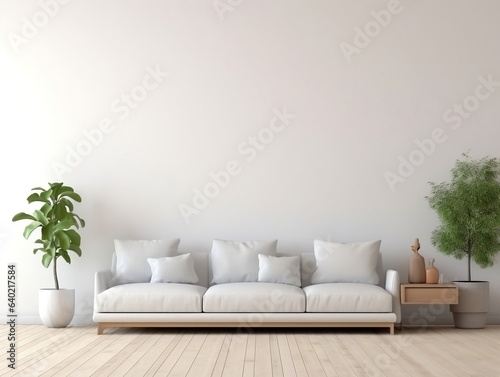 Living room wall mockup modern interior design generative ai