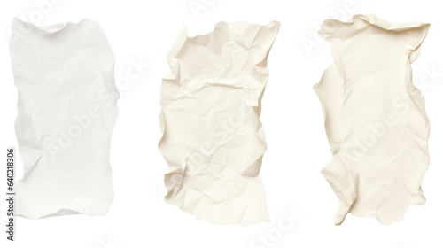 Damaged white papers with copy space, top view. Generative AI