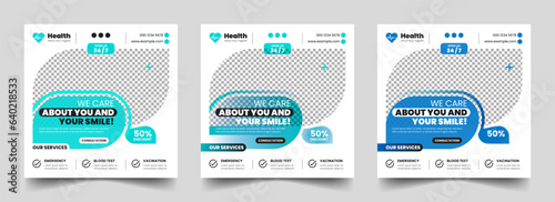 Medical social media post Layout | Healthcare service poster design | Editable vector