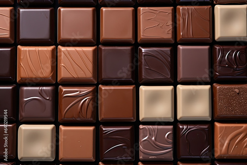 various squares of chocolate, generative ai