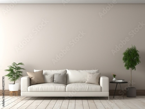 Living room wall mockup modern interior design generative ai