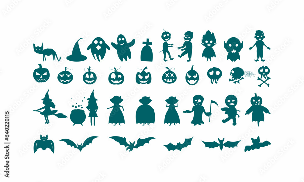 Fototapeta premium set of halloween vector illustration