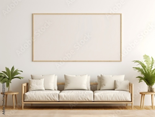 Living room wall mockup modern interior design generative ai