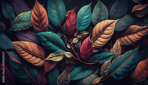close up of dried leaves Created with generative Ai © Sanuar_husen