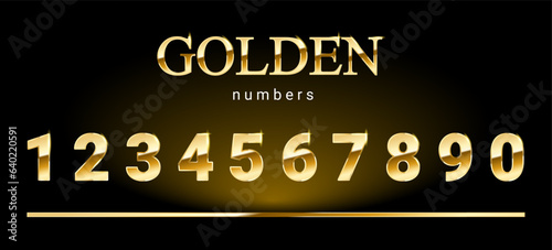 Gold luxurious vector numbers from 1 to 0, rich numbers set, decorative vector gradient graphics.
