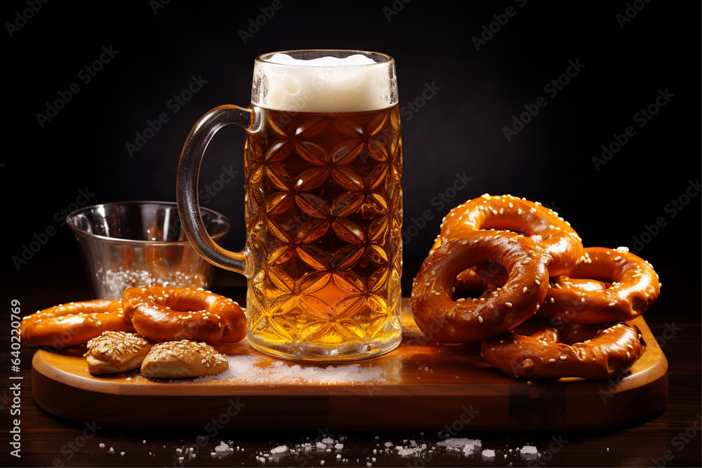 a beer with pretzels and pretzel buns, oktoberfest a beer with pretzels and pretzel buns, oktoberfest