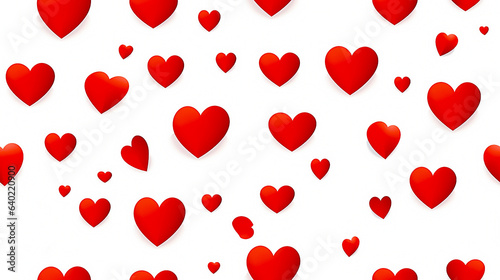 Continuous pattern of red hearts on white background