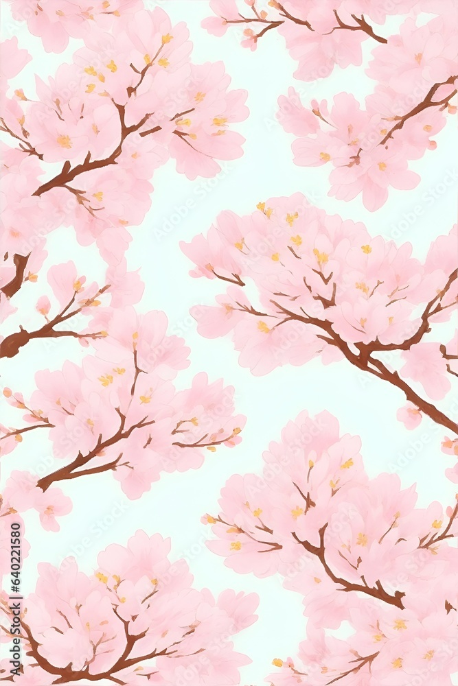 Cartoon Sakura flowers. AI generated illustration Cartoon Sakura flowers. AI generated illustration