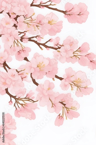 Cartoon Sakura flowers. AI generated illustration