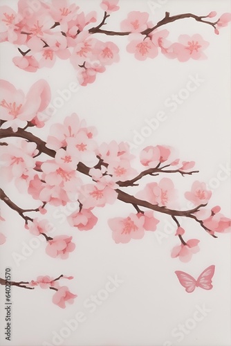 Cartoon Sakura flowers. AI generated illustration