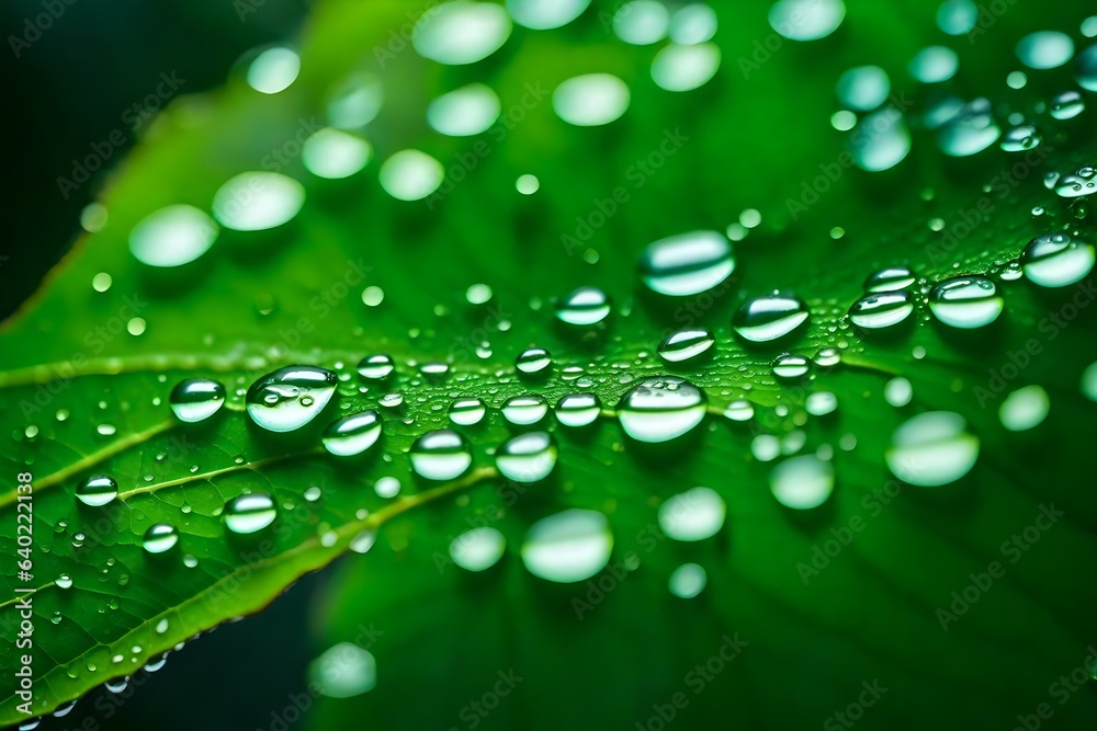 water drops on green leaf Generated Ai water drops on green leaf Generated Ai