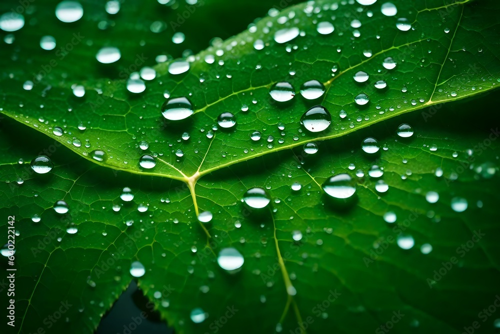 green leaf with water drops Generated Ai green leaf with water drops Generated Ai