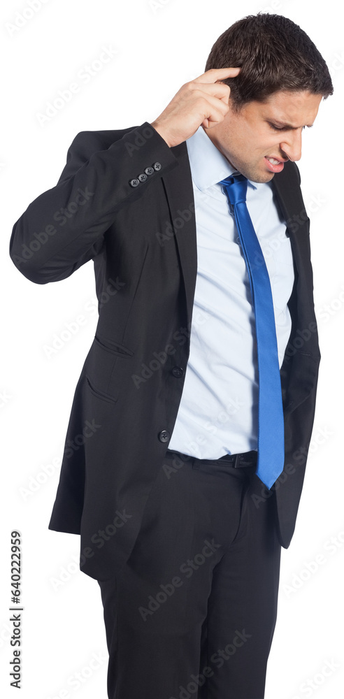 Digital png photo of caucasian businessman thinking on transparent background Digital png photo of caucasian businessman thinking on transparent background