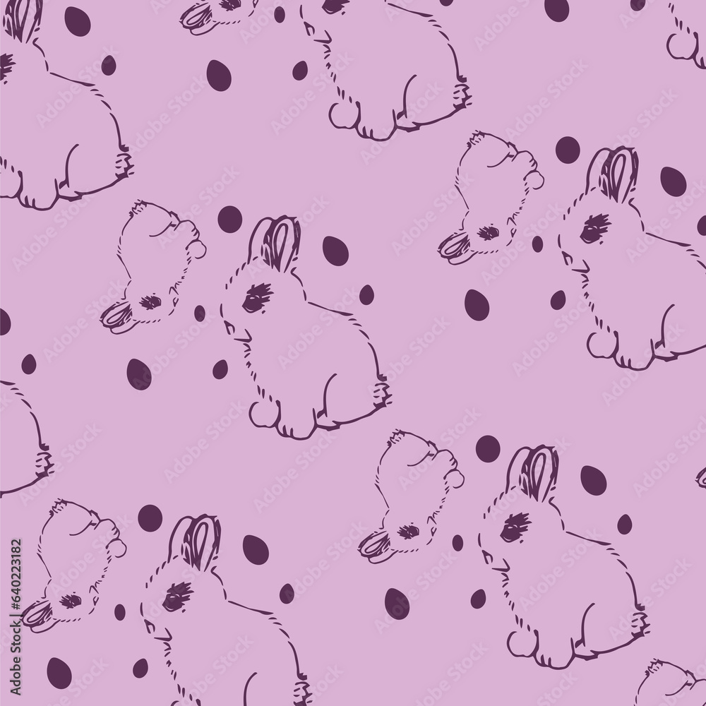 Naklejka premium Digital png illustration of rabbits on purple and transparent background