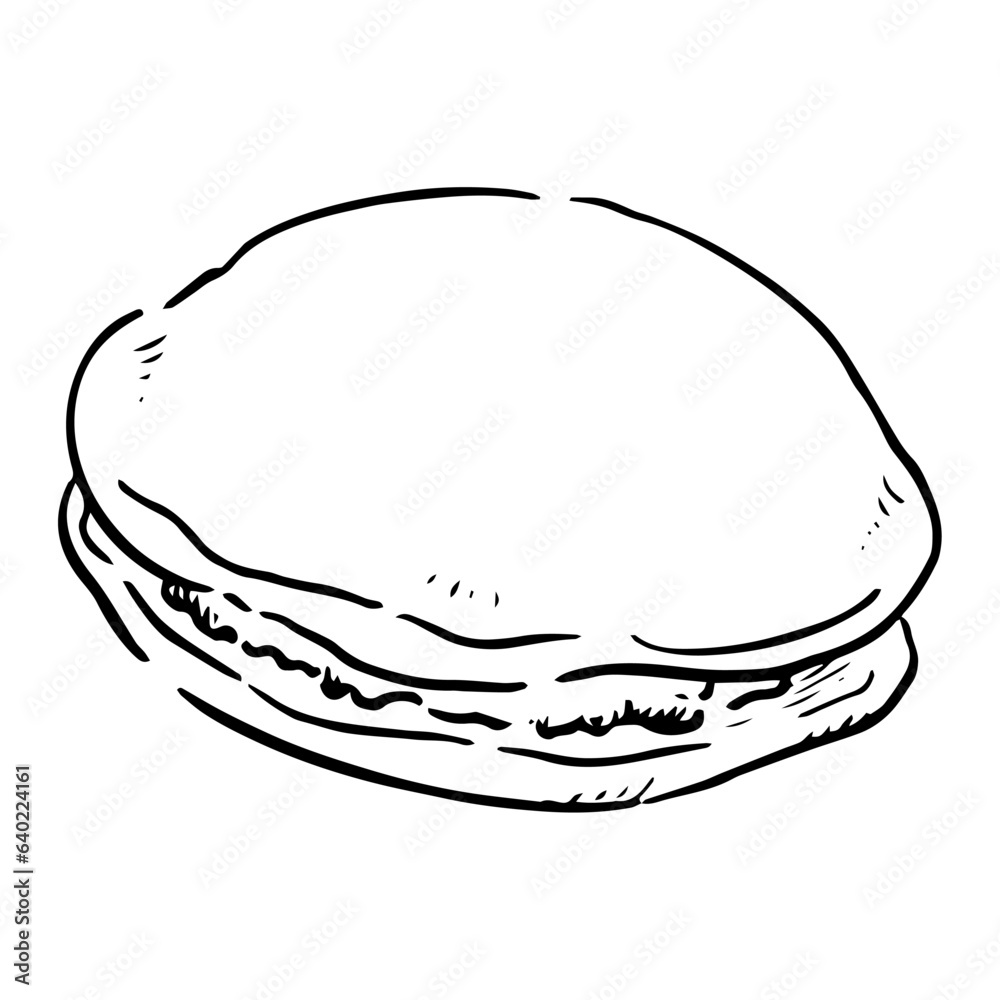 どら焼き　モノクロ