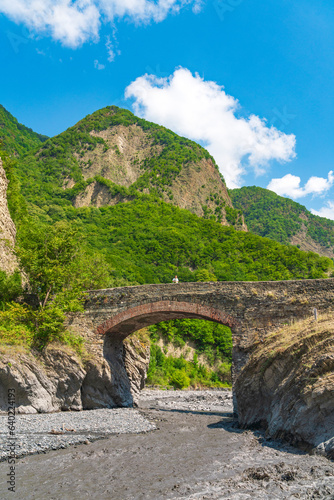 Old Ulu Korpu Bridge was built in the 18th century. Ilisu village, northwest Azerbaijan photo