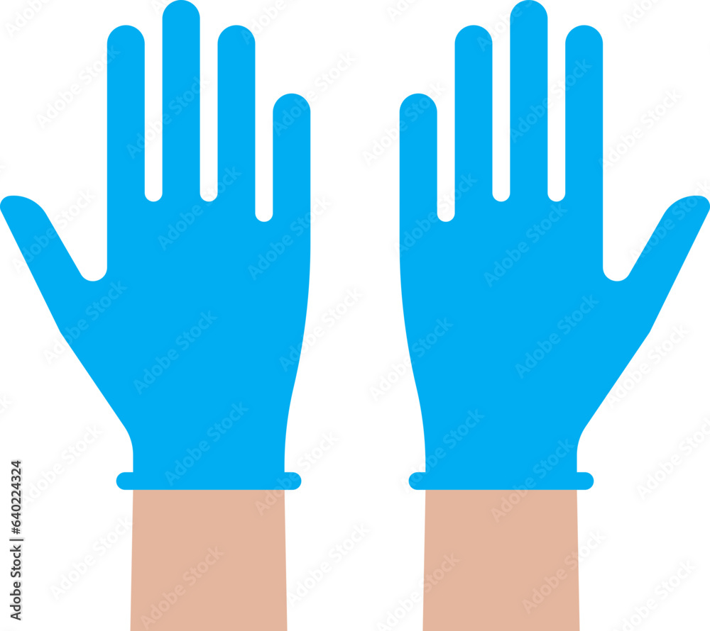 Hands putting on medical latex gloves icon. Symbol of protection against viruses. Vector illustration Hands putting on medical latex gloves icon. Symbol of protection against viruses. Vector illustration