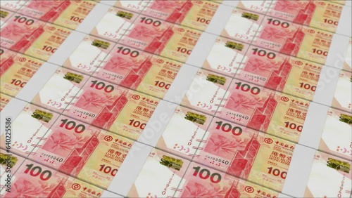 100 HONG KONG DOLLAR banknotes printed by a money press photo