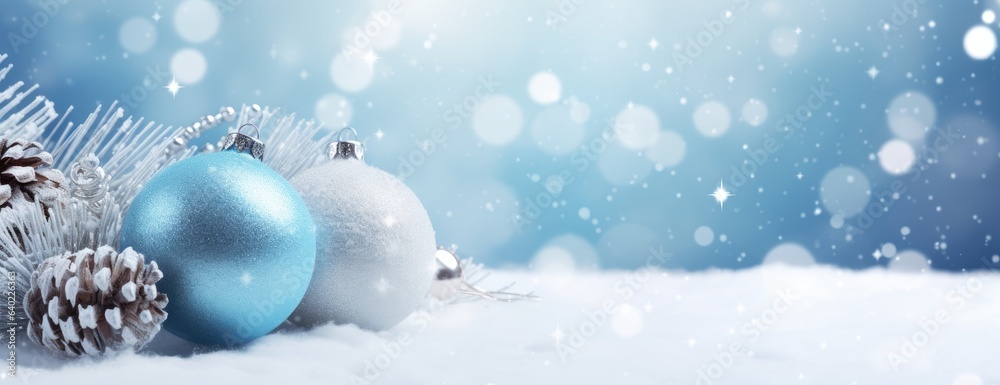 Winter Christmas tree branches border. Horizontal Christmas banner, web poster, header cap for website. Merry Christmas and Happy New Year. Festive bright beautiful background. generative ai Winter Christmas tree branches border. Horizontal Christmas banner, web poster, header cap for website. Merry Christmas and Happy New Year. Festive bright beautiful background. generative ai