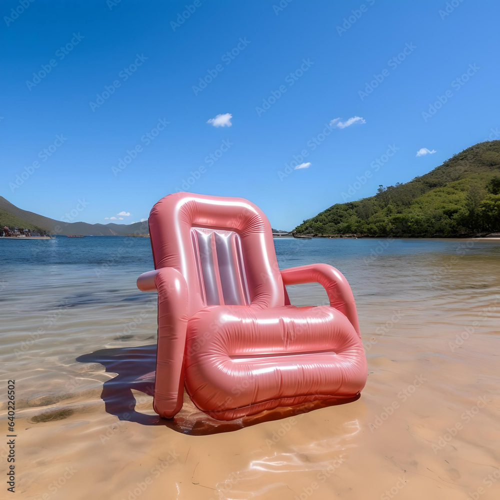 illustration of an inflatable pink camping chair - generative ai illustration of an inflatable pink camping chair - generative ai