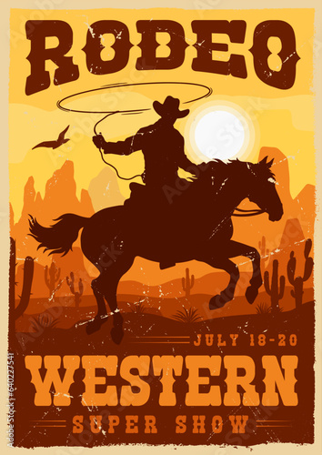 Rodeo show colorful vintage sticker