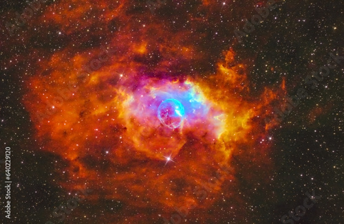 Bubble nebula in the cassiopeia constellation, taken with my telescope, in Hubble palette.
