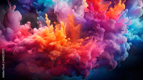 Colorful smoke swirls around suspended in space - GENERATIVE AI
