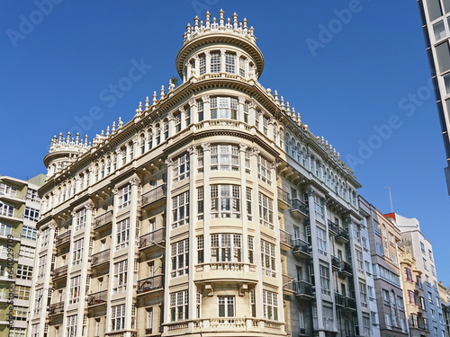 Modernist style building in the center of the city of Coruna Coruna, Galicia, Spain 06/23/2023
