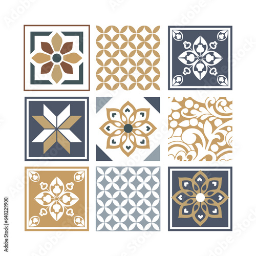 Decorative monochrome tile pattern design, vector, illustration, sticker.