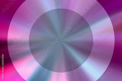 Magenta grayish blue holographic radial metallic gradient vector frame template. Polished modern gradient background. Metal purple texture banner layout. Circle frame tech design. Empty text place