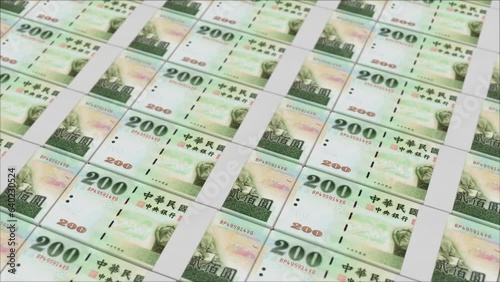 200 NEW TAIWAN DOLLAR banknotes printed by a money press photo