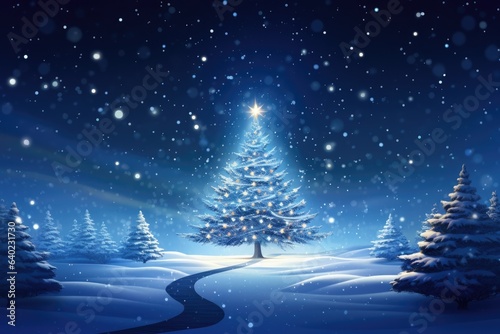 a beautifully decorated Christmas tree standing in a winter wonderland © Virginie Verglas