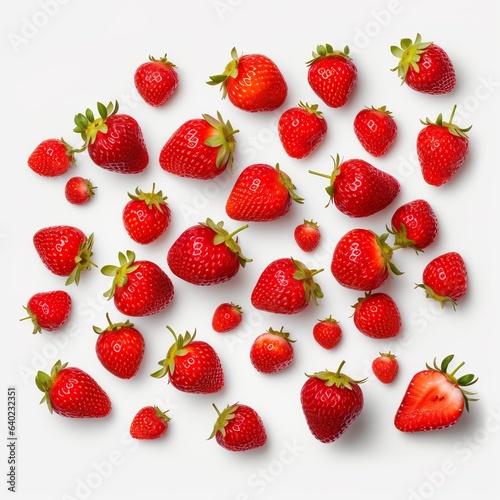 Fresh strawberries, Fruits, red berries close-up, transparent background, isolated, png