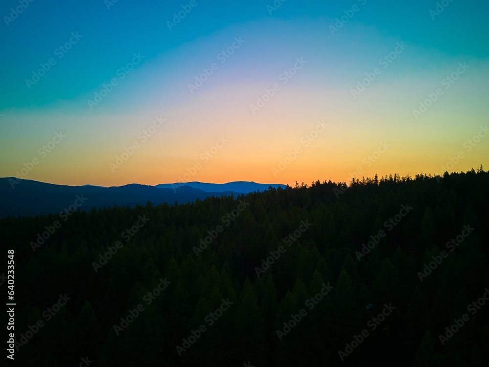 Fototapeta premium Colorful sunset in Flathead National Forest, MT.