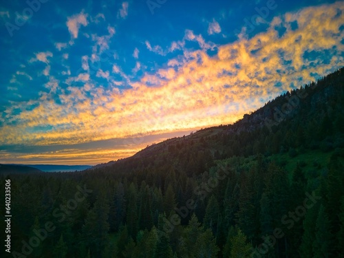 Sunset over Caribou-Targhee National Forest in Wyoming. photo